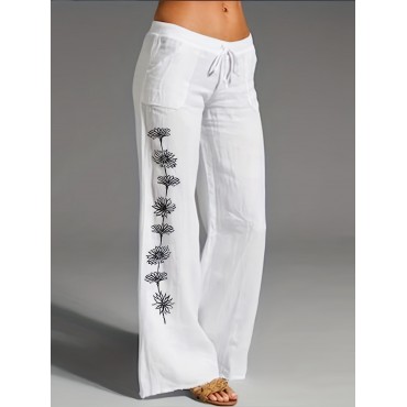 Floral Print Wide Leg Pants, Casual Loose Pants For Spring & Fall, Women's Clothing Floral Print Wide Leg Pants, Casual Loose Pants For Spring & Fall, Women's Clothing