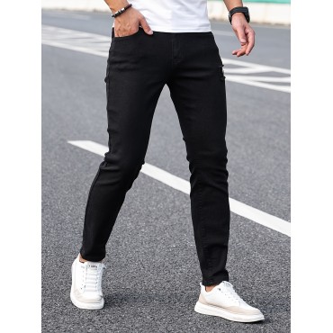 Slim Fit Ripped Jeans, Men's Casual High Stretch Street Style Denim Pants Slim Fit Ripped Jeans, Men's Casual High Stretch Street Style Denim Pants