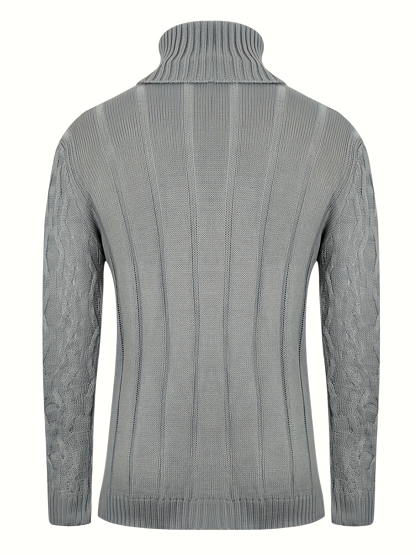 turtle neck knitted sweater mens casual warm solid mid stretch pullover sweater for fall winter details 6