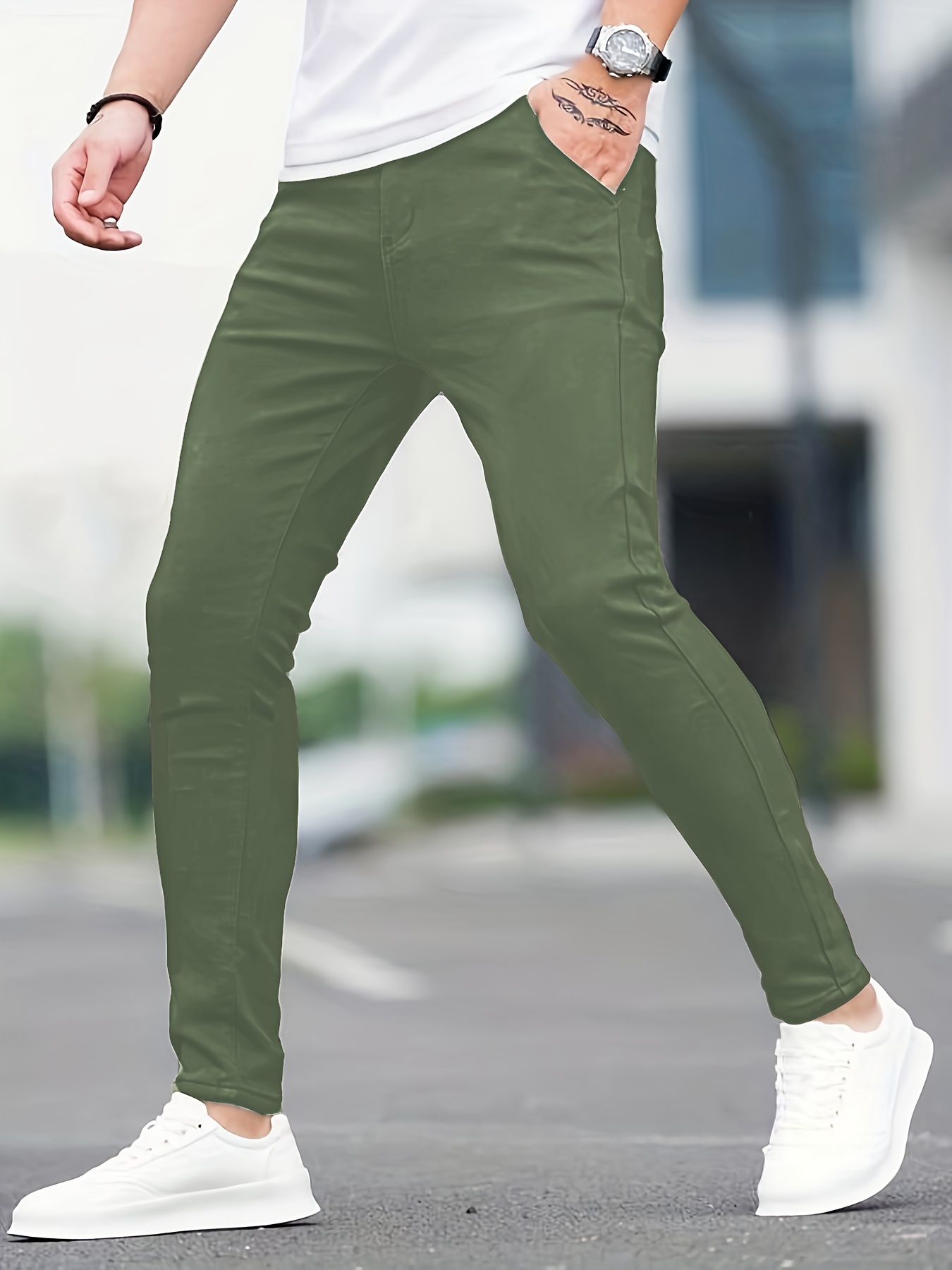 slim fit all match jeans mens casual street style medium stretch denim pants for all seasons details 8