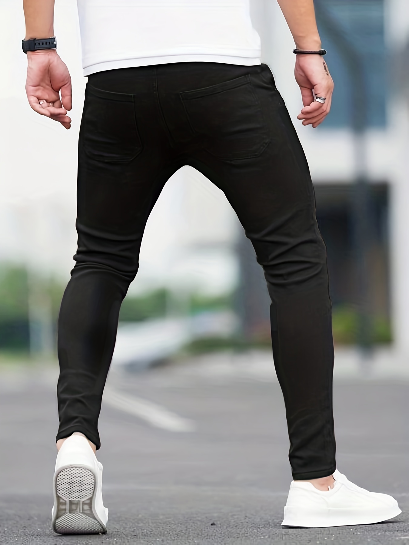 slim fit all match jeans mens casual street style medium stretch denim pants for all seasons details 16